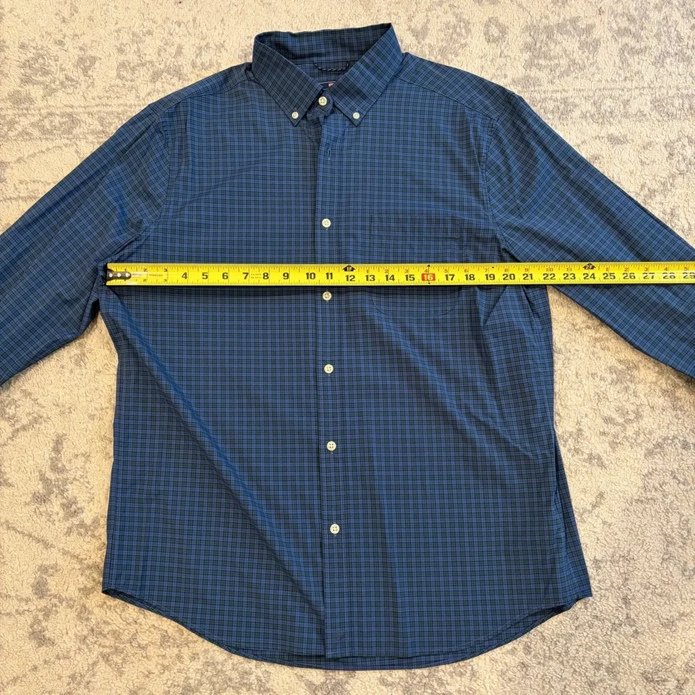 Vineyard Vines Performance Classic Fit Blue Green Plaid Shirt L Button Down - Picture 7 of 7